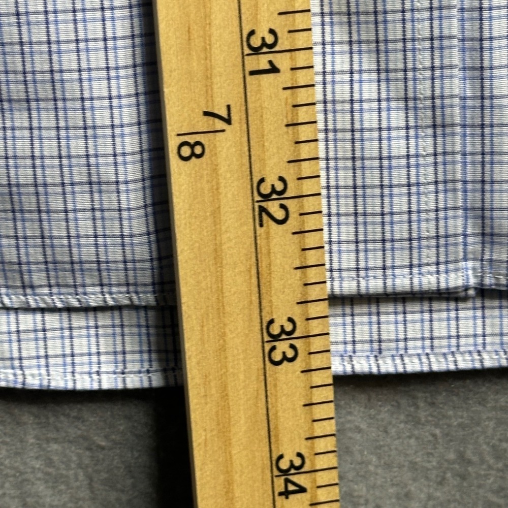 Brooks Brothers Madison Fit Gingham Dress Shirt Mens 17 1/2 34 Blue White Check - Picture 3 of 8